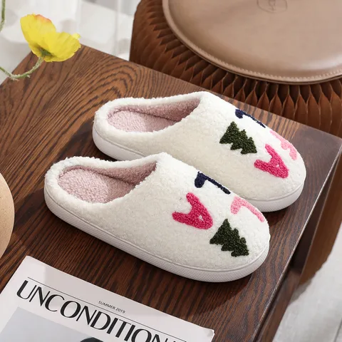 Unisex Casual Cartoon Round Toe Plush Slippers