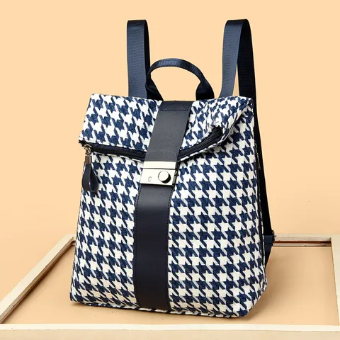 Waterproof Houndstooth School Daily School Backpack