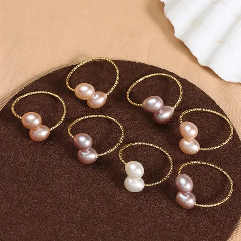 Wholesale Elegant Simple Style Geometric Freshwater Pearl Copper Rings