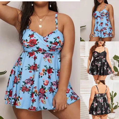 Women's Flower 2 Pieces Set Plus Size Swimwear Swimwear