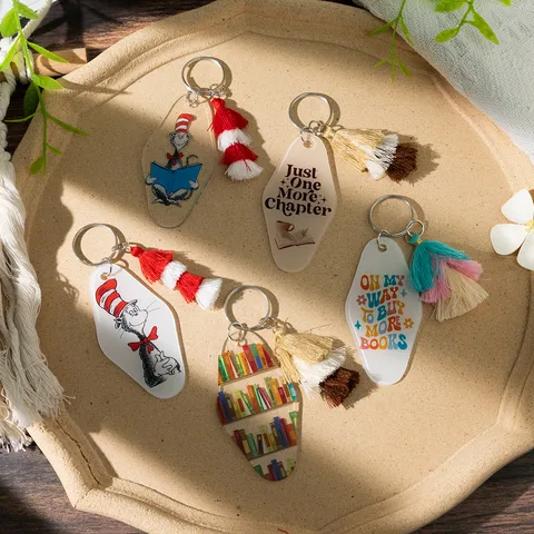 Simple Style Animal Arylic Printing Tassel Bag Pendant Keychain