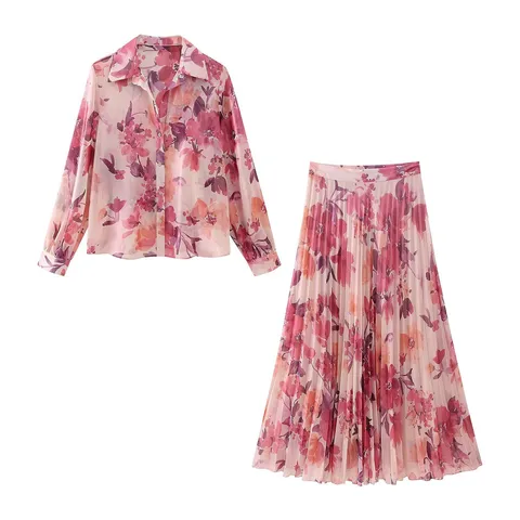 Holiday Daily Women's Elegant Pastoral Flower Polyester Printing Skirt Sets Skirt Sets