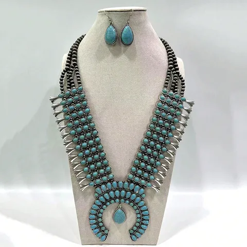 Ethnic Style Simple Style Water Droplets Alloy Plastic Inlay Turquoise Women's Jewelry Set