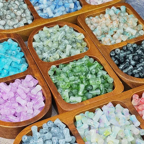 50 PCS/Package 6 * 12mm Glass Geometric Beads