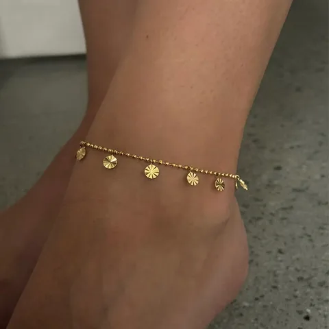 Wholesale Jewelry IG Style Retro Round 316L Stainless Steel  18K Gold Plated Anklet