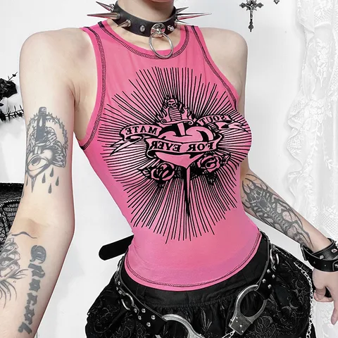 Women's Vest Tank Tops Sexy Punk Printing Letter