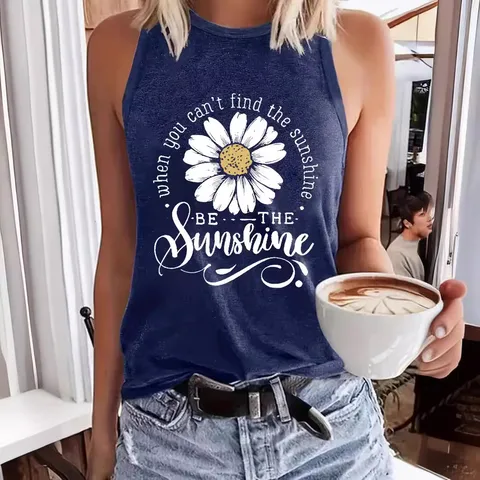 Women's Vest Tank Tops Printing Streetwear Letter Daisy