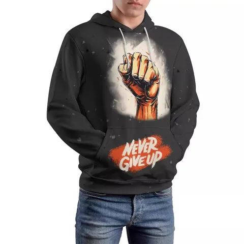 Men's Letter Gesture Streetwear Long Sleeve Loose Hooded