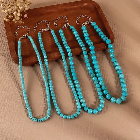 Retro Ethnic Style Round Turquoise Wholesale Necklace