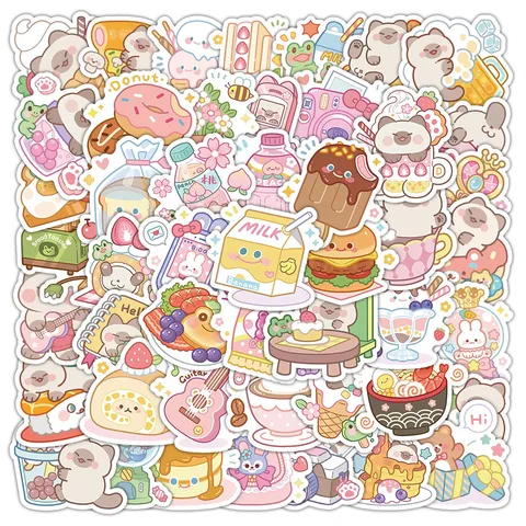 1 Set Cartoon Learning School Pp Synthetic Paper Adhesive Sticker Cartoon Style Cute Stickers