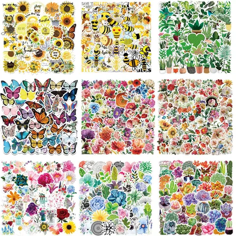 50 PCS/Package Flower Bee Butterfly Learning PG Cute Stickers