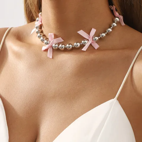 IG Style Sweet Bow Knot CCB Ribbon Wholesale Necklace