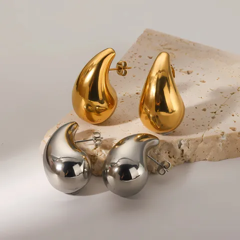 1 Pair Simple Style Classic Style Water Droplets Plating 316L Stainless Steel  18K Gold Plated Ear Studs