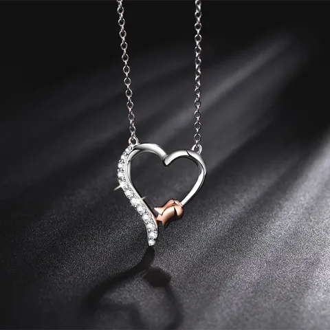 Sterling Silver Gold Plated Elegant Simple Style Commute Plating Inlay Heart Shape Zircon Pendant Necklace