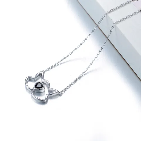 Sterling Silver Elegant Simple Style Commute Plating Inlay Cat Zircon Pendant Necklace