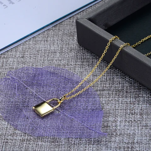 Sterling Silver Gold Plated Polishing Plating Lock Pendant Necklace