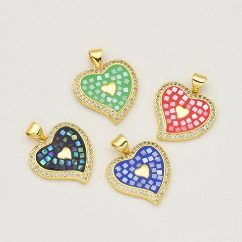 1 Piece 18 * 23mm Copper Shell Zircon Heart Shape Pendant