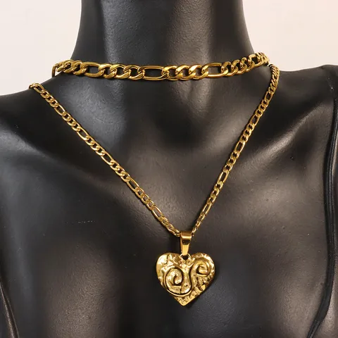 Wholesale Jewelry Casual Sweet Heart Shape 304 Stainless Steel 18K Gold Plated Pendant Necklace