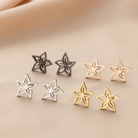 1 Pair Sweet Simple Style Flower Polishing 304 Stainless Steel 18K Gold Plated Ear Studs