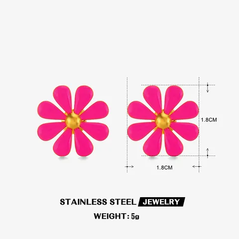 Wholesale Jewelry Simple Style Classic Style Flower 304 Stainless Steel Resin 18K Gold Plated Enamel Rings Earrings