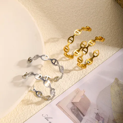 1 Pair Elegant Modern Style Simple Style C Shape Plating 304 Stainless Steel 18K Gold Plated Ear Studs