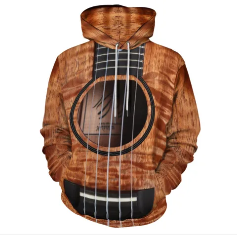 Men's Guitar Streetwear Long Sleeve Loose Hooded