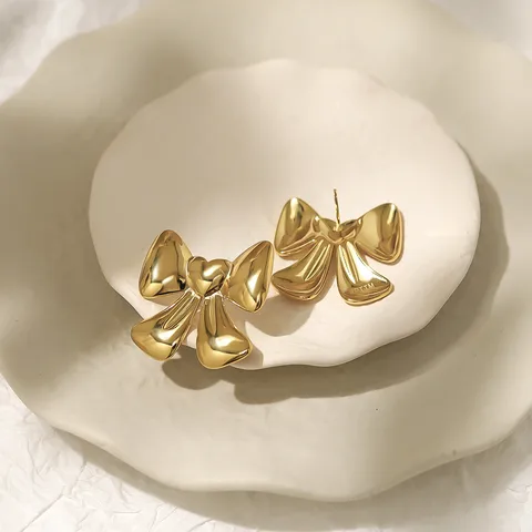 1 Pair Vacation Simple Style Classic Style Bow Knot Polishing Plating 304 Stainless Steel 18K Gold Plated Ear Studs