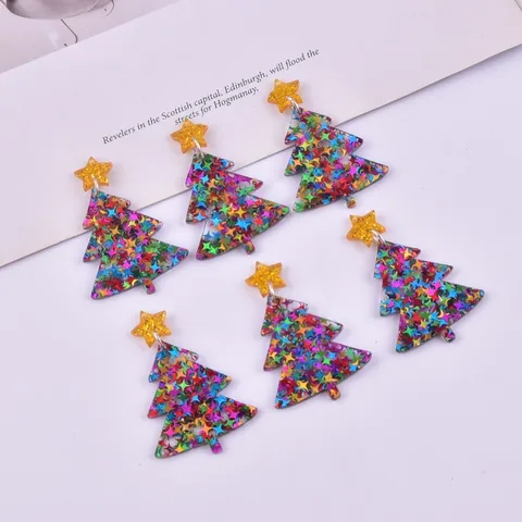 10 PCS/Package 33*50mm 49*42mm Arylic Christmas Tree Earring Findings