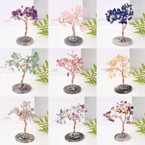 Elegant Handmade Simple Style Tree Natural Stone Copper Wire Ornaments Artificial Decorations