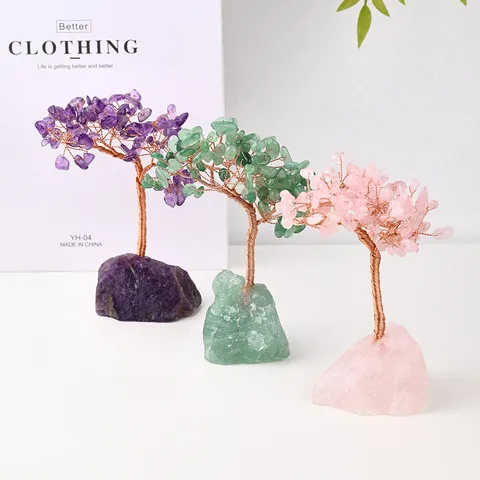 Elegant Handmade Simple Style Tree Natural Stone Copper Wire Ornaments Artificial Decorations