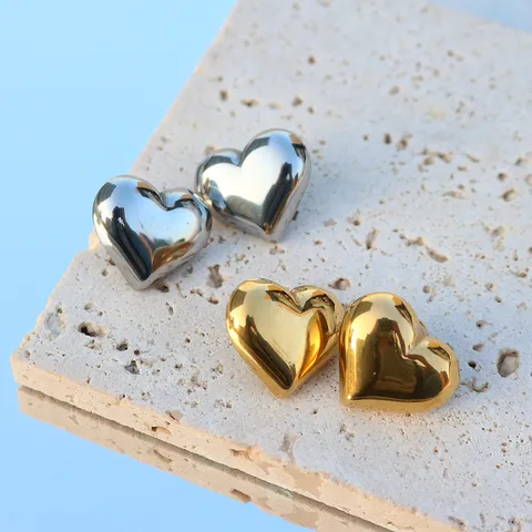 1 Pair IG Style Simple Style Commute Heart Shape 304 Stainless Steel Ear Studs