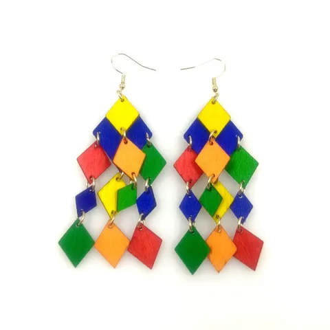 1 Pair Basic Geometric Wood Drop Earrings