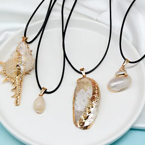 Simple Style Conch Pu Leather Shell Wholesale Pendant Necklace