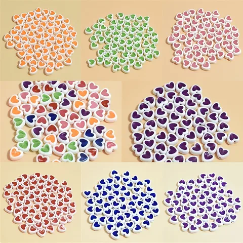 50 PCS/Package Diameter 8mm Resin Heart Shape Beads