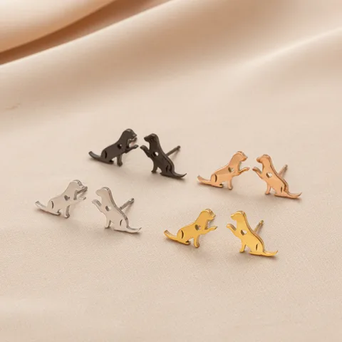 1 Pair Cute Simple Style Dog Polishing 304 Stainless Steel 18K Gold Plated Ear Studs