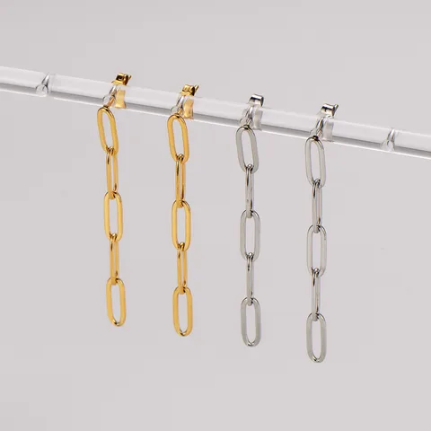 1 Pair Simple Style Chain Plating 304 Stainless Steel 18K Gold Plated Drop Earrings