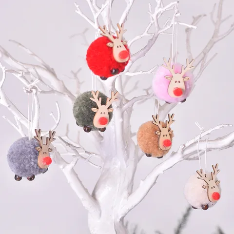 Christmas Cartoon Style Elk Wood Party Festival Hanging Ornaments