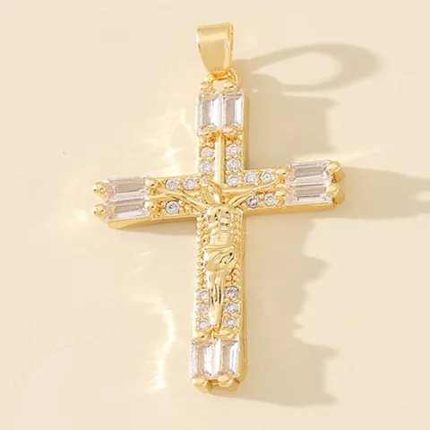 1 Piece Copper Zircon Geometric Cross Pendant