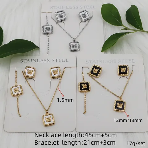 Wholesale Jewelry Casual Simple Style Classic Style Butterfly 304 Stainless Steel Gold Plated Bracelets Earrings Necklace