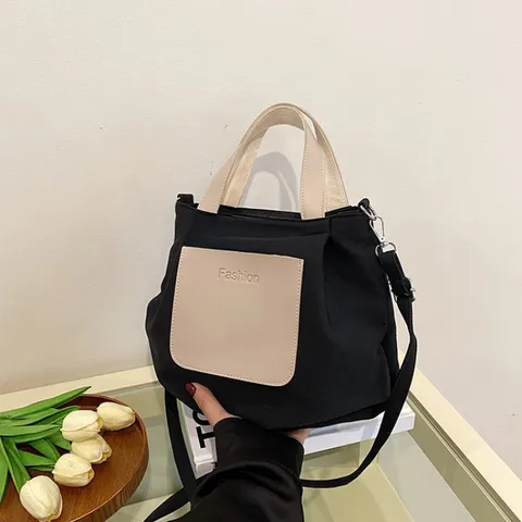 Women's Medium Canvas Geometric Elegant Streetwear Dumpling Shape Zipper Tote Bag