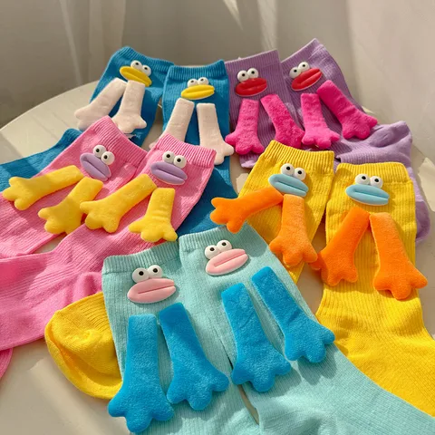 Women's Funny Sweet Cartoon Cotton Polyester Crew Socks A Pair