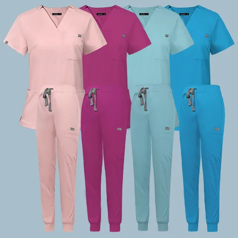 Hospital Surgical Clothes Wholesale Summer Elastic Brush Hand Clothes Short Sleeve Hand Wash Clothes Set Female Pet Beauty Salon Nurse Clothes