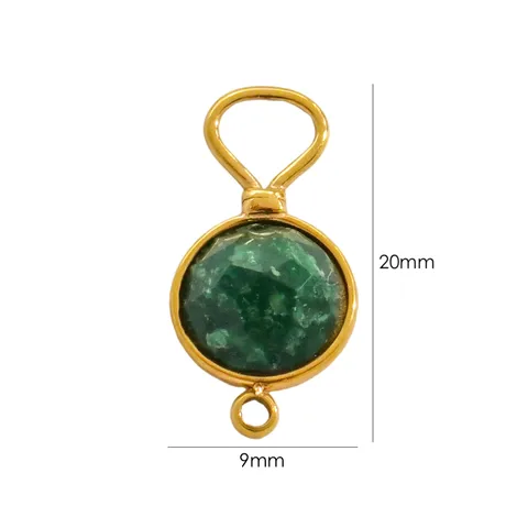 1 Piece 304 Stainless Steel Natural Stone Natural Stone 14K Gold Plated Round Jewelry Accessories Pendant Connectors