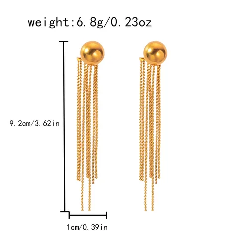 1 Pair Casual Hawaiian Classic Style C Shape Round Tassel Tassel Plating 304 Stainless Steel 14K Gold Plated Drop Earrings