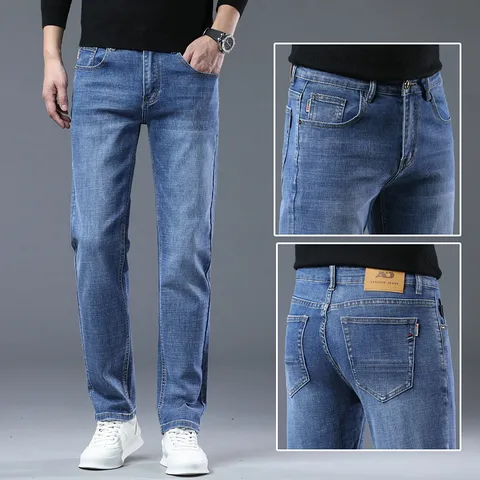 Spring Casual Long Pants Men's Trendy Jeans Men's Loose Straight Summer Thin New Men's Pants