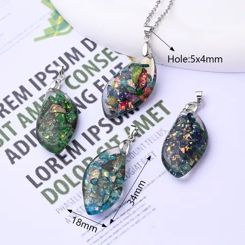 3 Pc/Package 34x18mm 5x4mm Natural Stone Leaf Marble Pendant