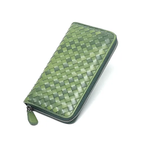 Women's Genuine Leather Wallet Korean Style Hand-Woven Top Sheepskin Men's And Women's Wallet Wallet Long Clutch