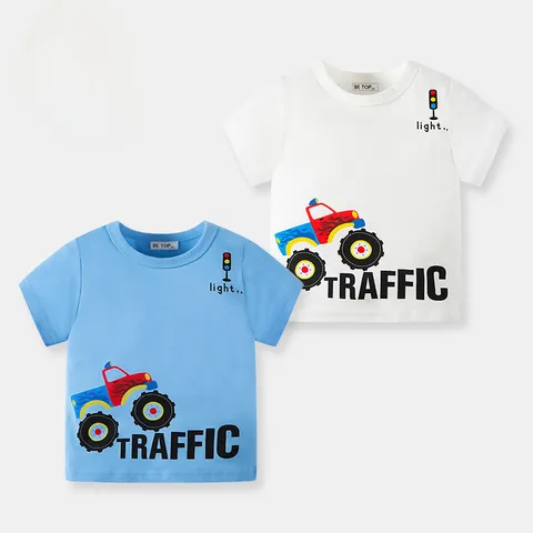 New Children's Cartoon Short Sleeve Cotton Summer New Korean   Boys T-shirt Clothing Jacket