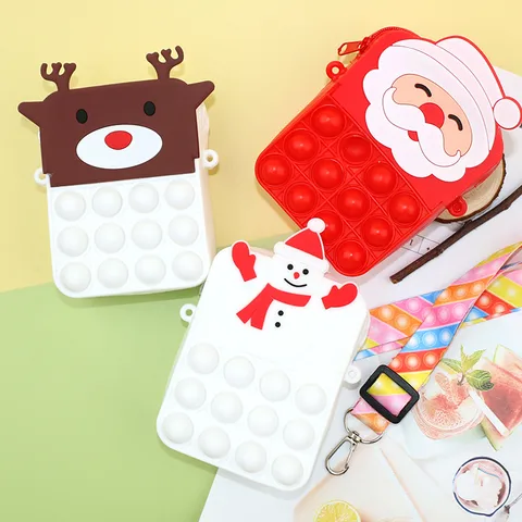 Unisex Cartoon Santa Claus Silica Gel Zipper Wallets