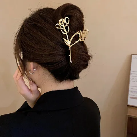 Women's Sweet IG Style Flower Copper Hollow Out Hair Claws